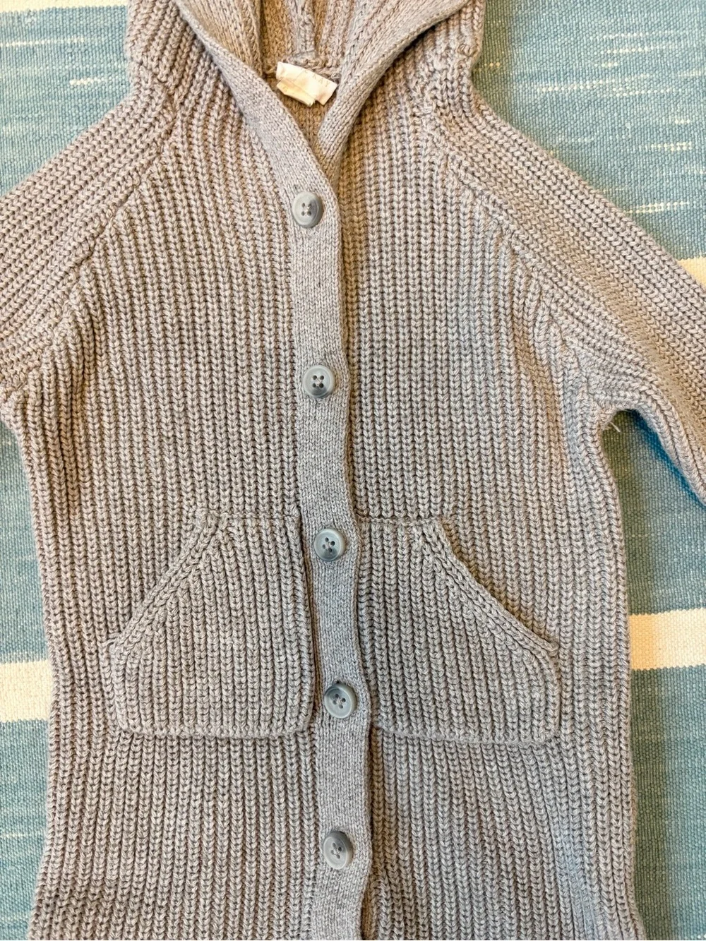 Jamie Kay Knit Hooded Baby One-Piece Bear Romper in Grey